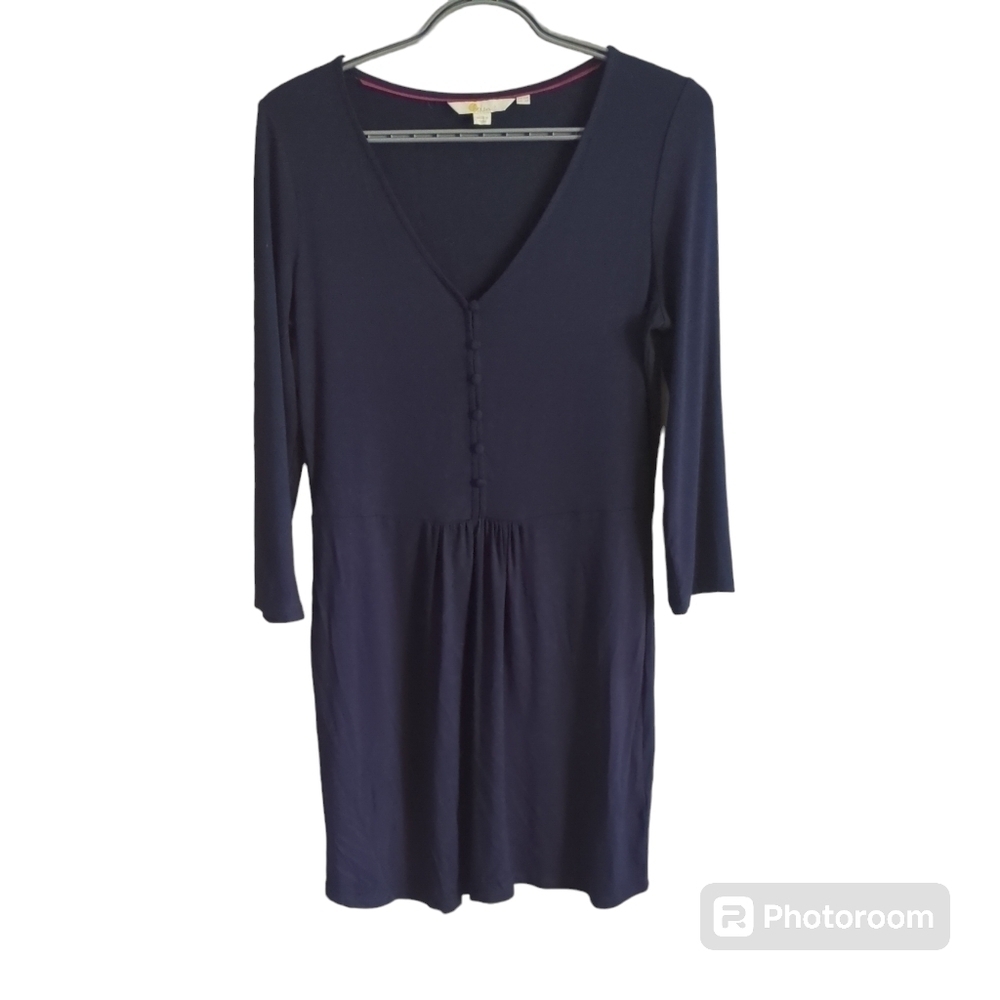 Boden Sabina Jersey Knit Navy Blue Stretch V-Neck Tunic/Dress Size 6